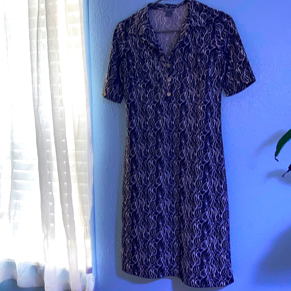 Ann Taylor Dress geometric Brown White SZ 0